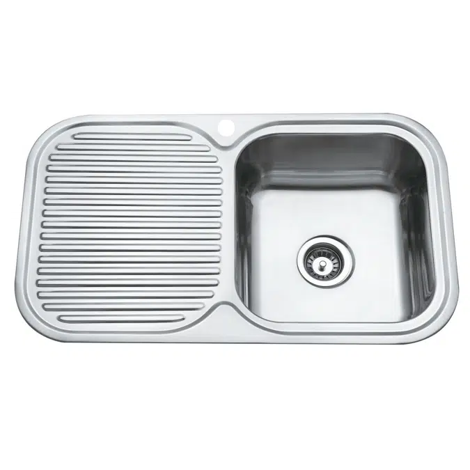 Base MK3 Single Bowl Sink 1 Taphole Right Hand Bowl 850mm Stainless Steel