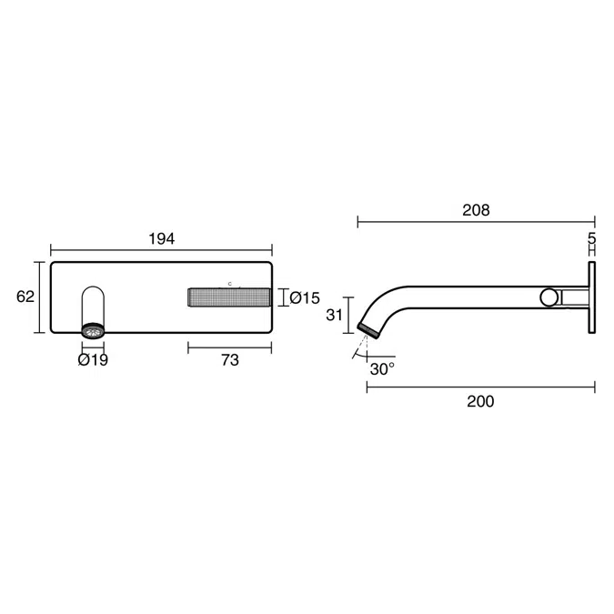 Milli Etch Progressive Wall Basin / Bath Mixer Tap Set with Square Backplate Brushed Gold Lead Free