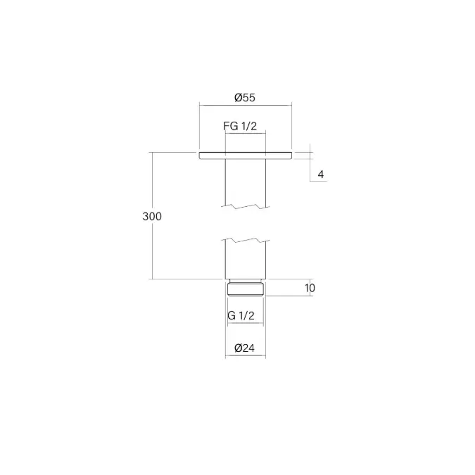 Faucet Strommen Vara Ceiling Shower Arm 300mm Brushed Admiralty Brass