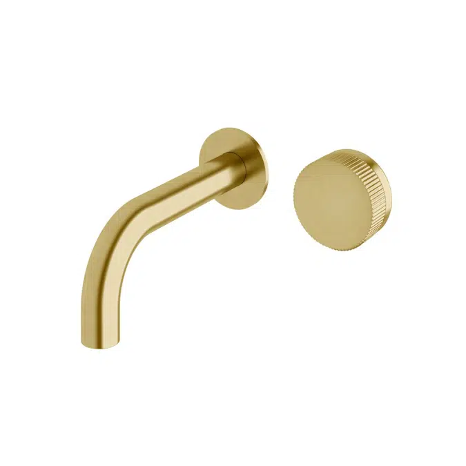 Milli Pure Progressive Wall Bath Mixer System 160mm with Linear Textured Handle PVD Brushed Gold