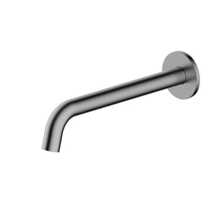 Mizu Drift Wall Basin/Bath Outlet Curve Spout 250mm Brushed Gunmetal (6 Star) Lead Free