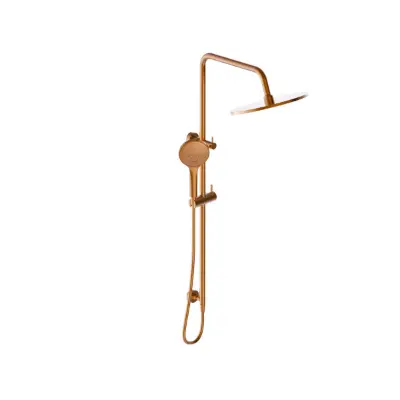 billede til Mizu Drift Twin Rail Shower with 300mm Brass Overhead and Top Rail Water Inlet Brushed Bronze (3 Star)