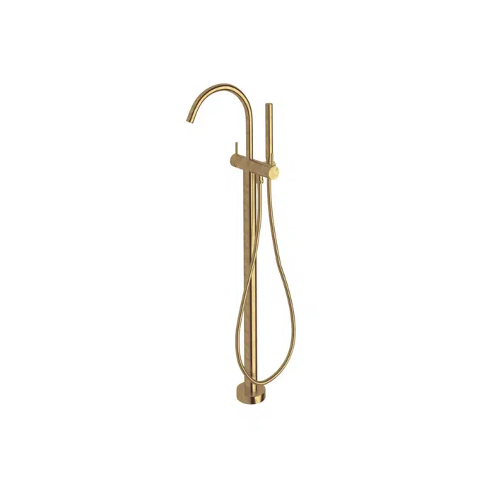 Sussex Scala Floor Mounted Bath Mixer Tap Curved Outlet with Handshower Living Tumbled Brass (3 Star)