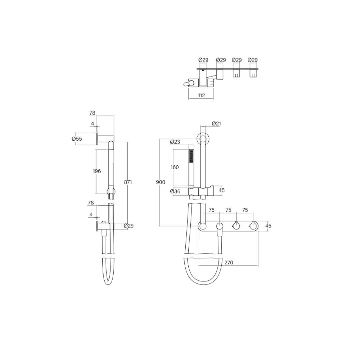 Faucet Strommen Vara Fin Wall Set with Single Rail Shower Tap System Kit Matte Black (3 Star) Lead Free
