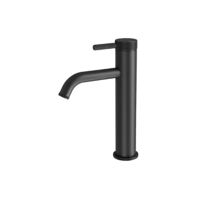Image for Milli Etch Medium Height Basin Mixer Tap Matte Black (6 Star) Lead Free