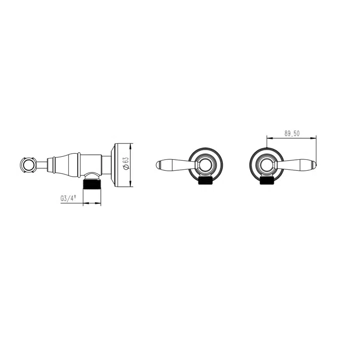 Milli Voir Washing Machine Stops Lever Porcelain Brushed Nickel