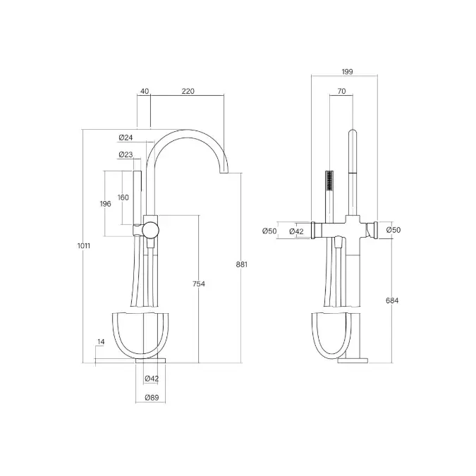 Faucet Strommen Vara Disc Floor Mounted Bath Mixer with Handshower Kit Armada Bronze (3 Star)