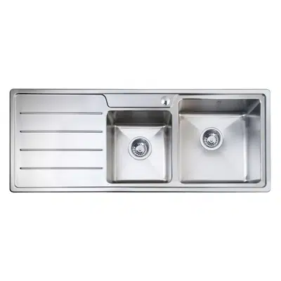 Image for Memo Hugo 1 & 3/4 Bowl Sink 1 Taphole Right Hand Bowl with Drainer Stainless Steel V2