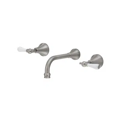Image for Kado Era Wall Bath Set 200mm Lever Porcelain Handle Brushed Nickel