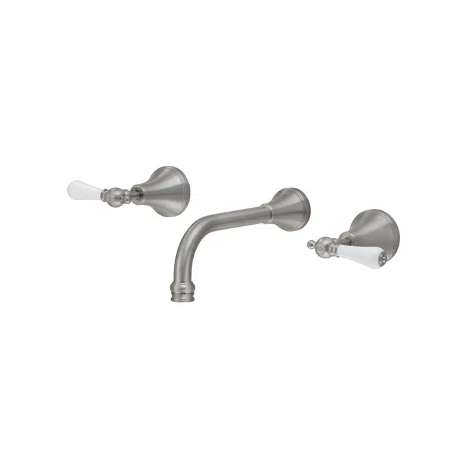 Kado Era Wall Bath Set 200mm Lever Porcelain Handle Brushed Nickel