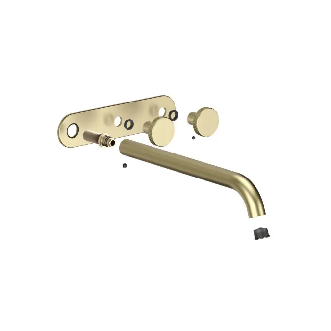 Faucet Strommen Vara Disc Wall Basin / Bath Hostess Tap System Right Hand 250mm Kit Brushed Admiralty Brass (6 Star) Lead Free