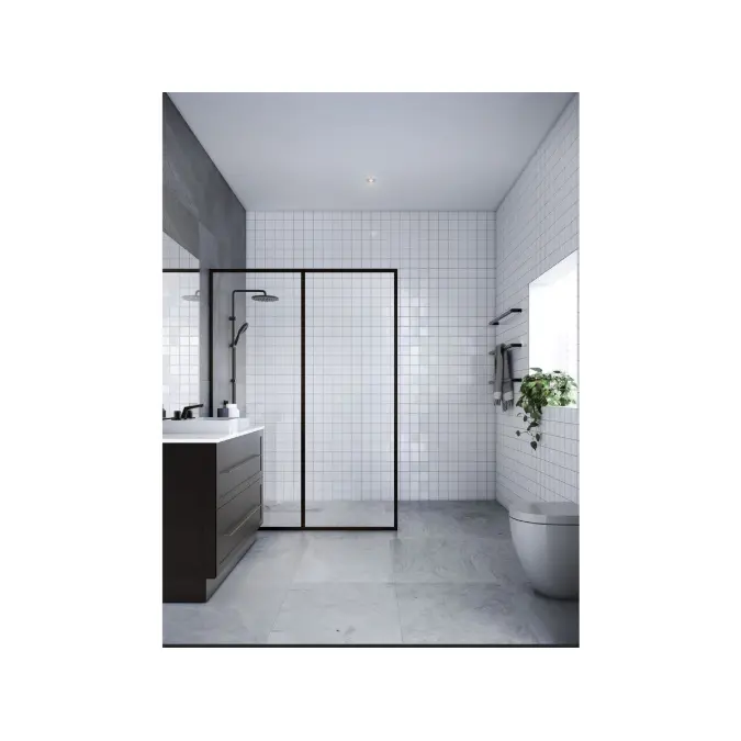 Mizu Drift Twin Rail Shower with 300 Brass Overhead with Top Rail Water Inlet Matte Black (3 Star)