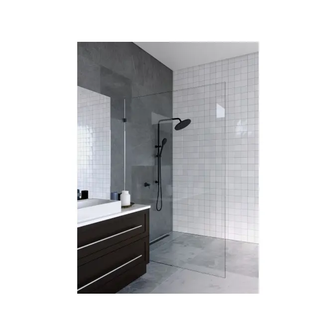 Mizu Drift Twin Rail Shower with 300 Brass Overhead with Top Rail Water Inlet Matte Black (3 Star)