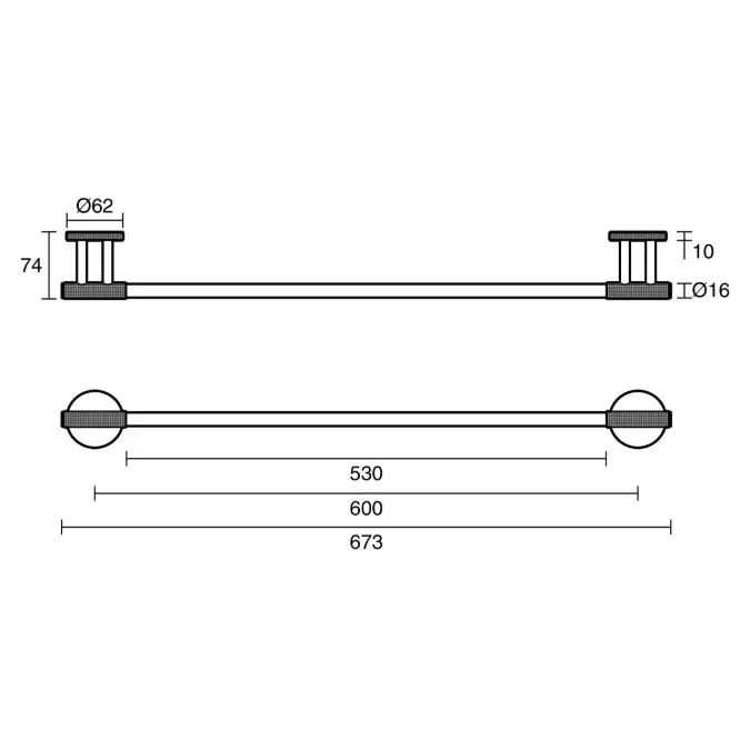 Milli Marq Edit Single Towel Rail 600mm Matte Black