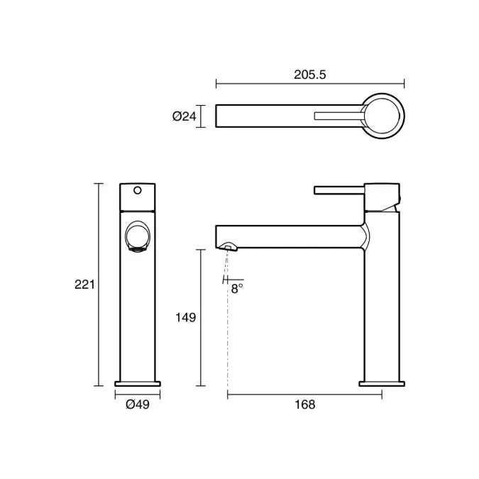 Mizu Drift Medium Height Basin Mixer Tap Straight Spout Brushed Nickel (6 Star) Lead Free