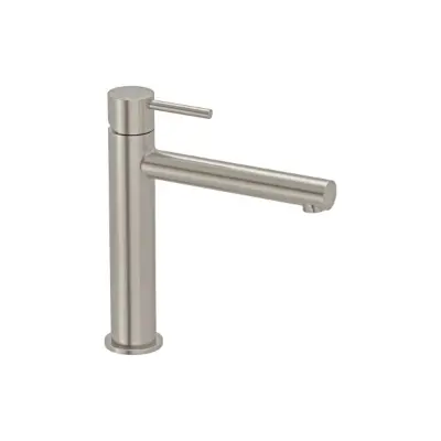 billede til Mizu Drift Medium Height Basin Mixer Tap Straight Spout Brushed Nickel (6 Star) Lead Free