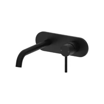 billede til Mizu Drift Wall Basin / Bath Mixer Set with Curved Spout Kit Matte Black (6 Star) Lead Free
