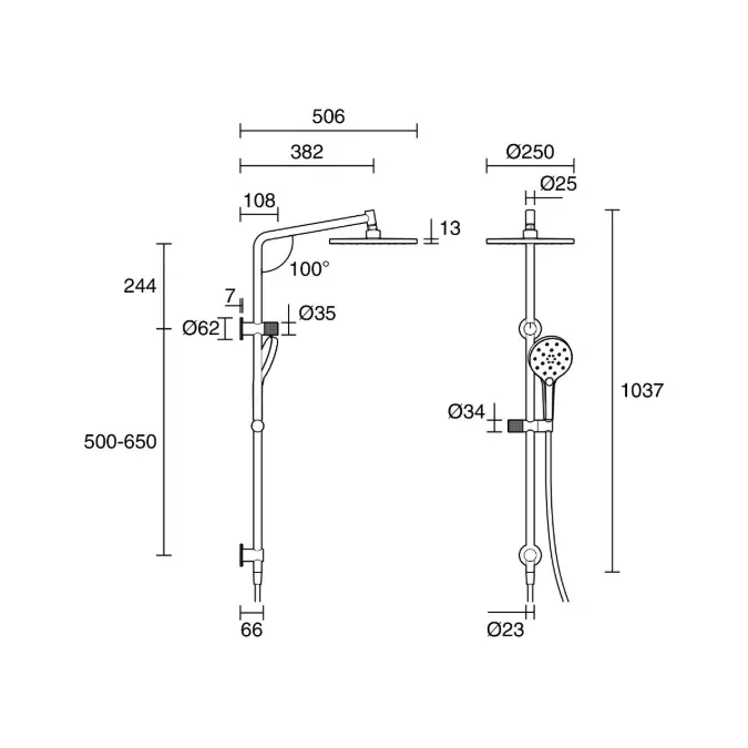 Milli Marq Edit Twin Rail Shower Brushed Bronze (4 Star)