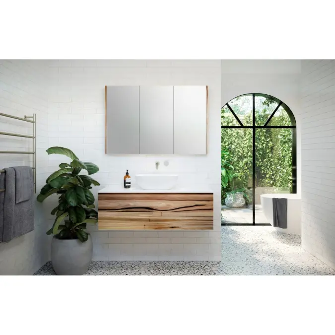 Kado Arc Shaving Cabinet 1500W X 800H X 130D 3 Door - Solid Timber Sides