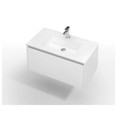 Image pour St Michel Kayla Wall Hung Vanity Unit 900 Integrated Centre Basin 1 Drawer White