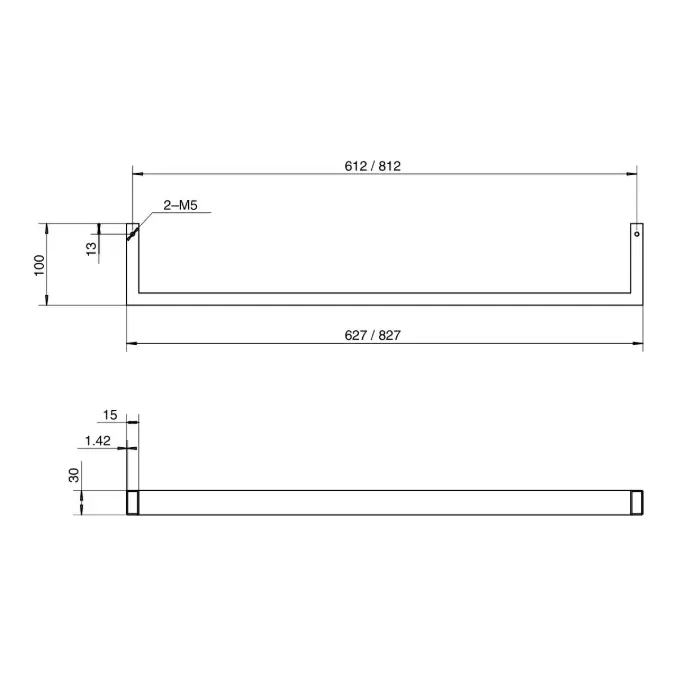 Mizu Bloc Heated Towel Rail 630mm (Triple Pack) Polished Stainless Steel