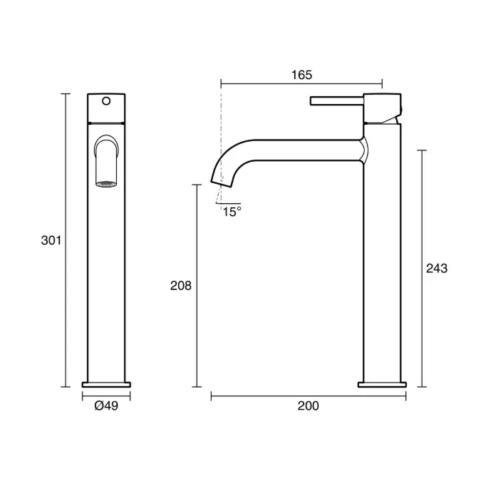 Mizu Drift Extended Basin Mixer Curved Spout Brushed Bronze (6 Star) Lead Free