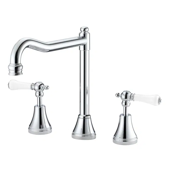 Kado Era Hob English Sink Set Lever Porcelain Handle Chrome (5 Star)