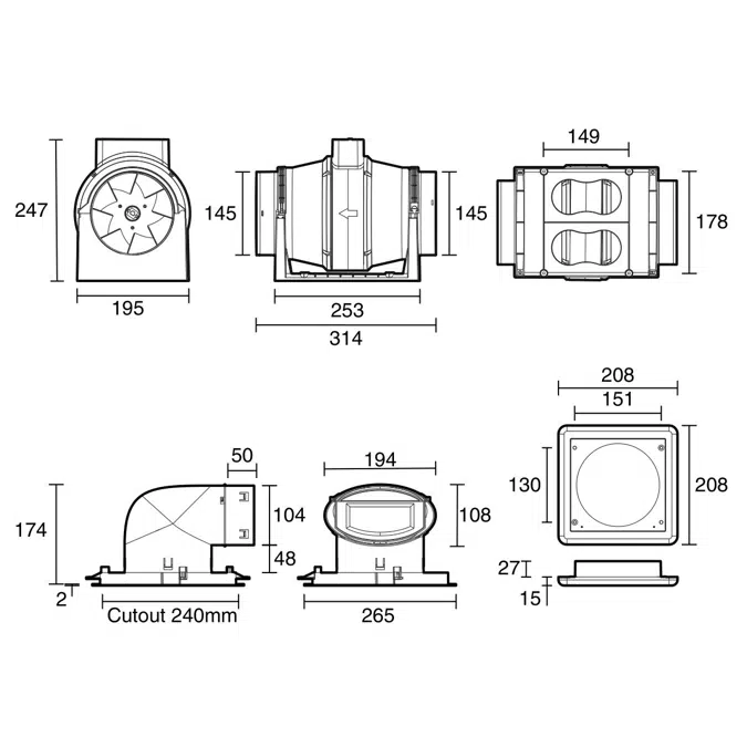 Kado Lux HiFlow Inline Exhaust System Square Matte White