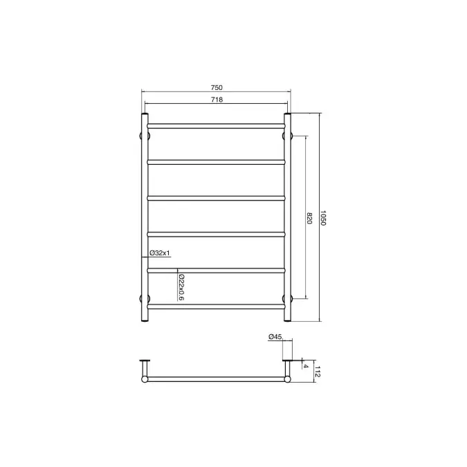 Mizu Drift MK2 750 x 1050mm Heated Towel Rail Low Voltage 24V Matte Black