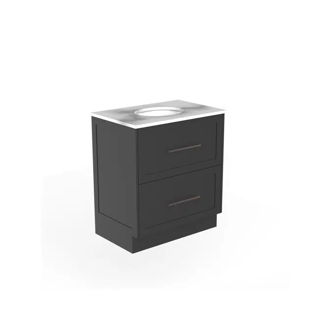 Kado Lux 750mm All Drawer Floor Mounted Vanity Unit 2 Drawers Single Centre Vanity (No Basin)