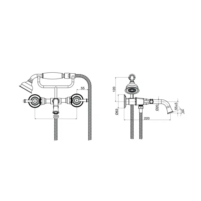 Posh Canterbury Wall Telephone Bath Set Lever Handles Chrome (3 Star)
