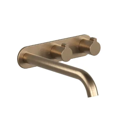 billede til Faucet Strommen Vara Fin Wall Basin / Bath Hostess Tap System Right Hand 200mm Kit Discovery Bronze (6 Star) Lead Free
