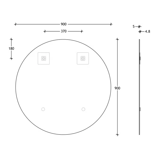 Posh Domaine 900mm x 900mm Round Polished Edge Mirror