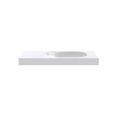 Image for Kado Lussi 900mm Right Hand Wall Basin Side Shelf with Overflow 1 Taphole Matte White Solid Surface