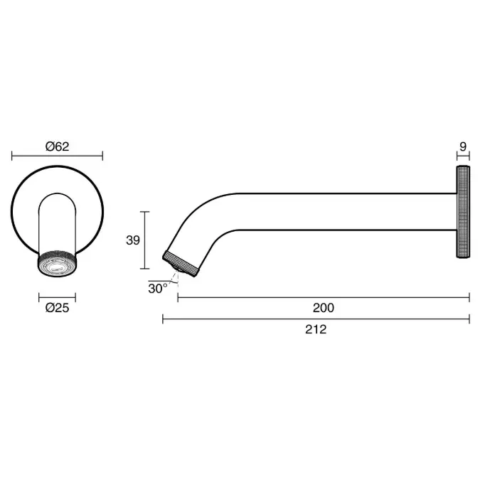 Milli Etch Wall Basin / Bath Outlet 200mm Brushed Bronze (6 Star) Lead Free
