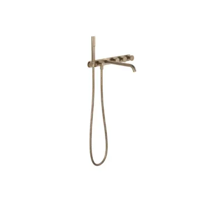 billede til Faucet Strommen Vara Disc Wall Bath Tap Set with Handshower Kit Discovery Bronze (3 Star) Lead Free