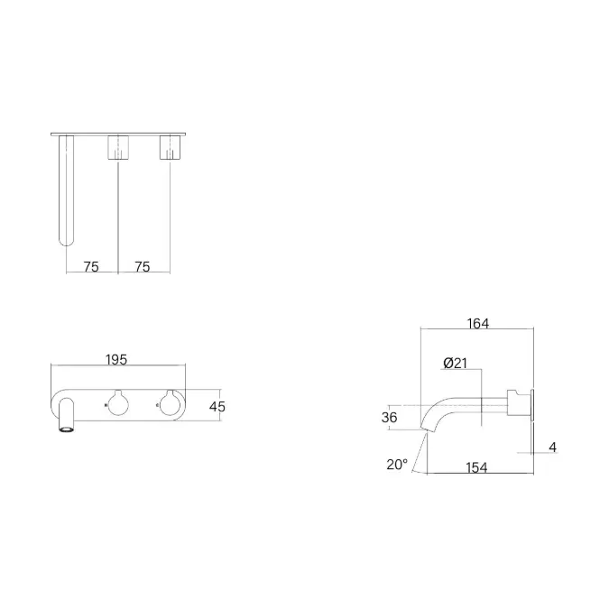 Faucet Strommen Vara Fin Wall Basin / Bath Hostess Tap System Right Hand 150mm Kit Armada Bronze (6 Star) Lead Free