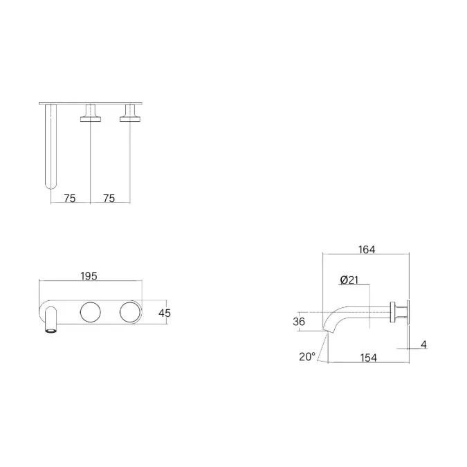 Faucet Strommen Vara Disc Wall Basin / Bath Hostess Tap System Right Hand 150mm Kit Brushed Admiralty Brass (6 Star) Lead Free