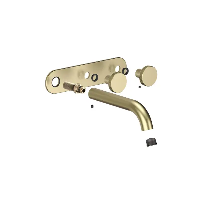 Faucet Strommen Vara Disc Wall Basin / Bath Hostess Tap System Right Hand 150mm Kit Brushed Admiralty Brass (6 Star) Lead Free