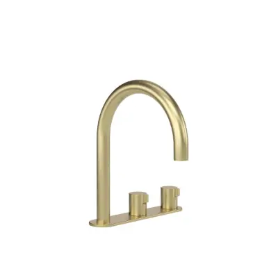 billede til Faucet Strommen Vara Fin Hob Basin Hostess Tap System Right Hand Brushed Admiralty Brass (6 Star) Lead Free