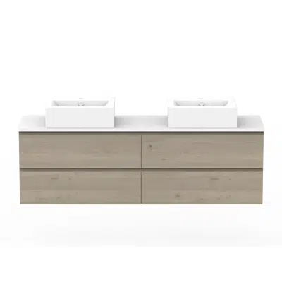รูปภาพสำหรับ Posh Domaine 1800mm Wall Hung Twin Vanity Unit All-Drawer Double Bowl Cherry Pie Top (No Basin)