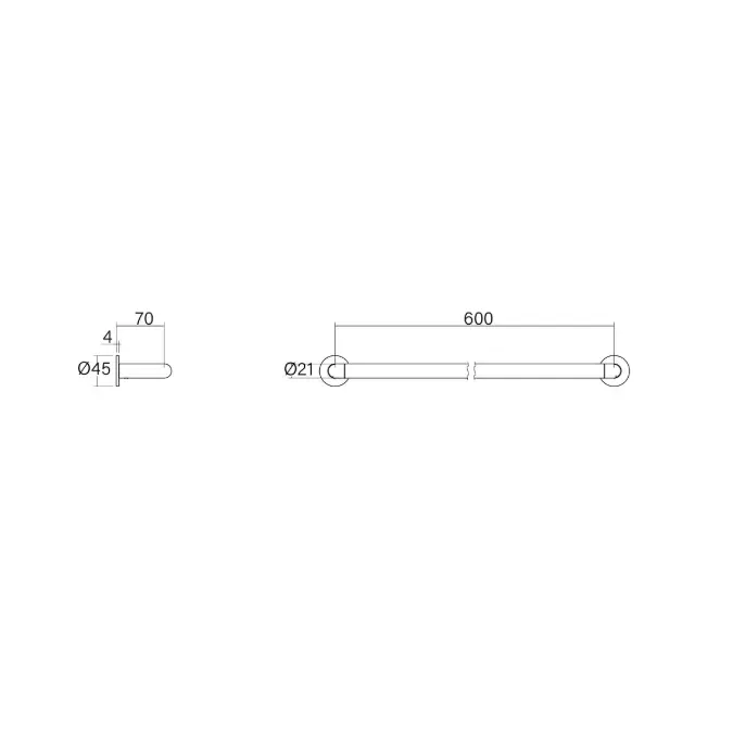 Faucet Strommen Vara Single Towel Rail 600mm Brushed Nickel
