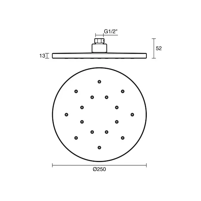 Milli Marq Edit Overhead Shower 250mm Brushed Nickel (3 Star)