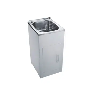 画像 Base Mini Laundry Trough & Cabinet 1 Taphole 32 litres Stainless Steel / White
