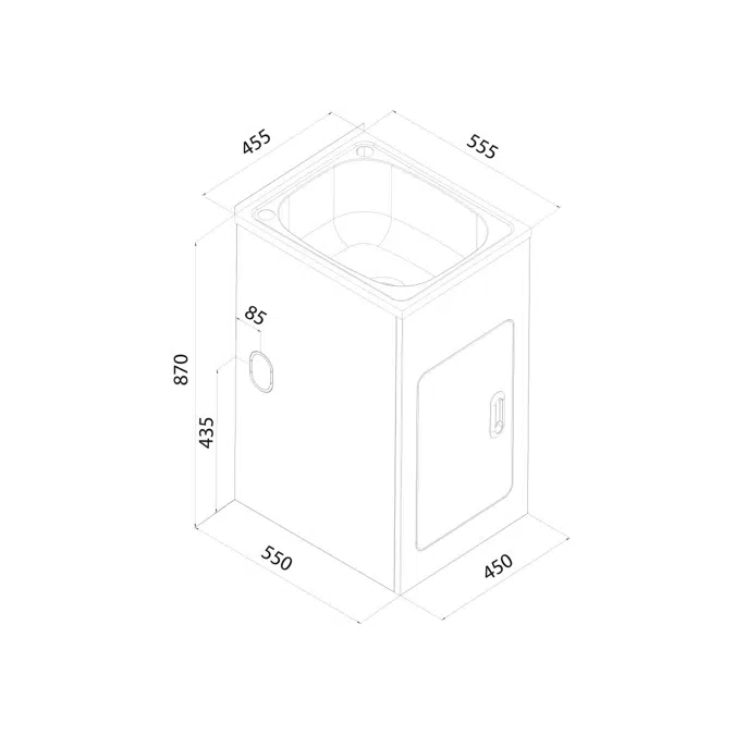 Base Mini Laundry Trough & Cabinet 1 Taphole 32 litres Stainless Steel / White