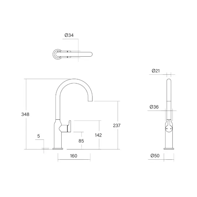 Faucet Strommen Vara Fin Gooseneck Basin Mixer Tap Chrome (6 Star) Lead Free