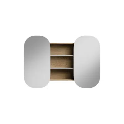 Image for Kado Lussi 1380mm Double Mirror Cabinet with Open Shelves Timber Finish