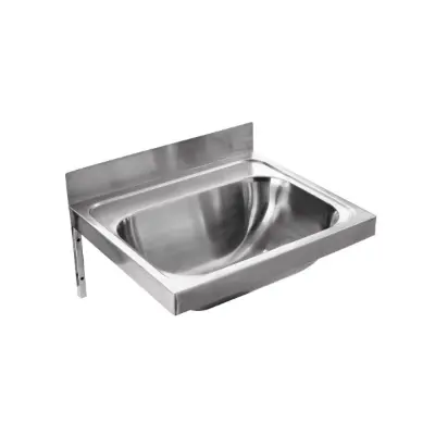 billede til Wolfen Wall Hand Basin 500x420mm with Brackets No Taphole Stainless Steel