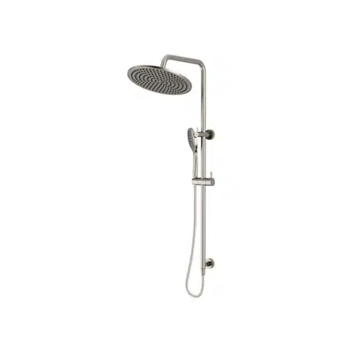 Image for Mizu Drift Twin Rail Shower with 300 Brass Overhead with Top Rail Water Inlet Brushed Nickel (3 Star)