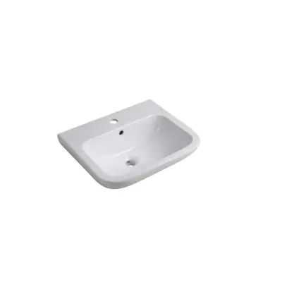 billede til Wolfen Wall Basin 500 x 420 x 190mm with Overflow & fixings 1 Taphole White
